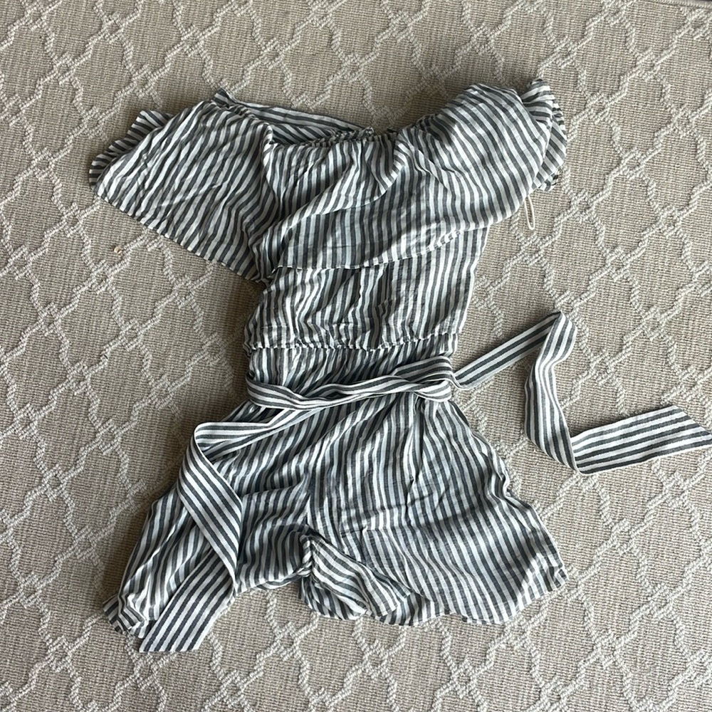 Alice and Olivia brown and white striped romper